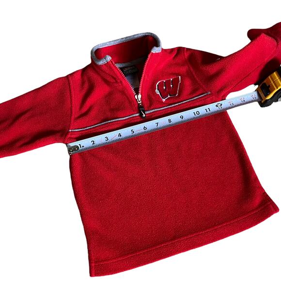 Nike Team Wisconsin Badgers 3/4 Zip Fleece Pullover Kids Sz 2T - Picture 5 of 10